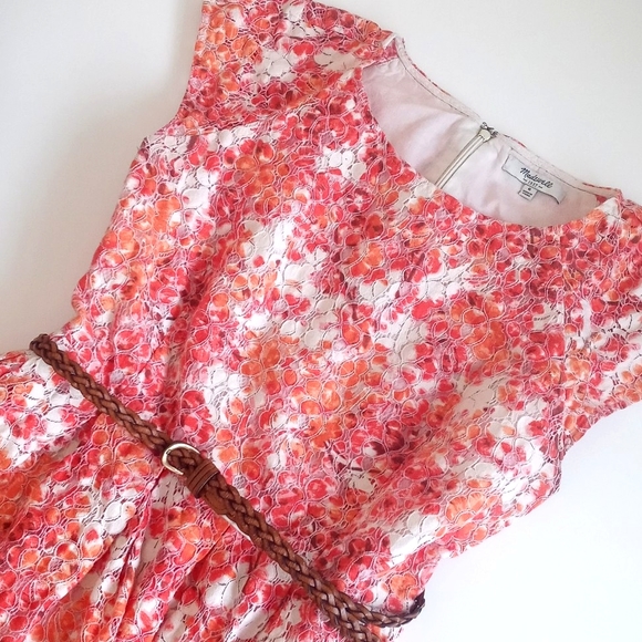*Relisted* Madewell Women's Orange Floral Watercolor Painted Lacebloom Dress 6 - Picture 2 of 14